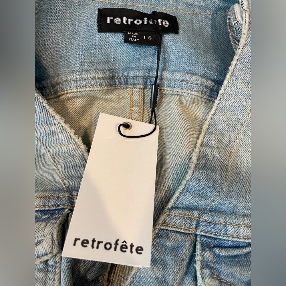 NWT Retrofete Annie Dress Light Blue Denim Distressed Sz S MSRP $495 - Picture 10 of 10